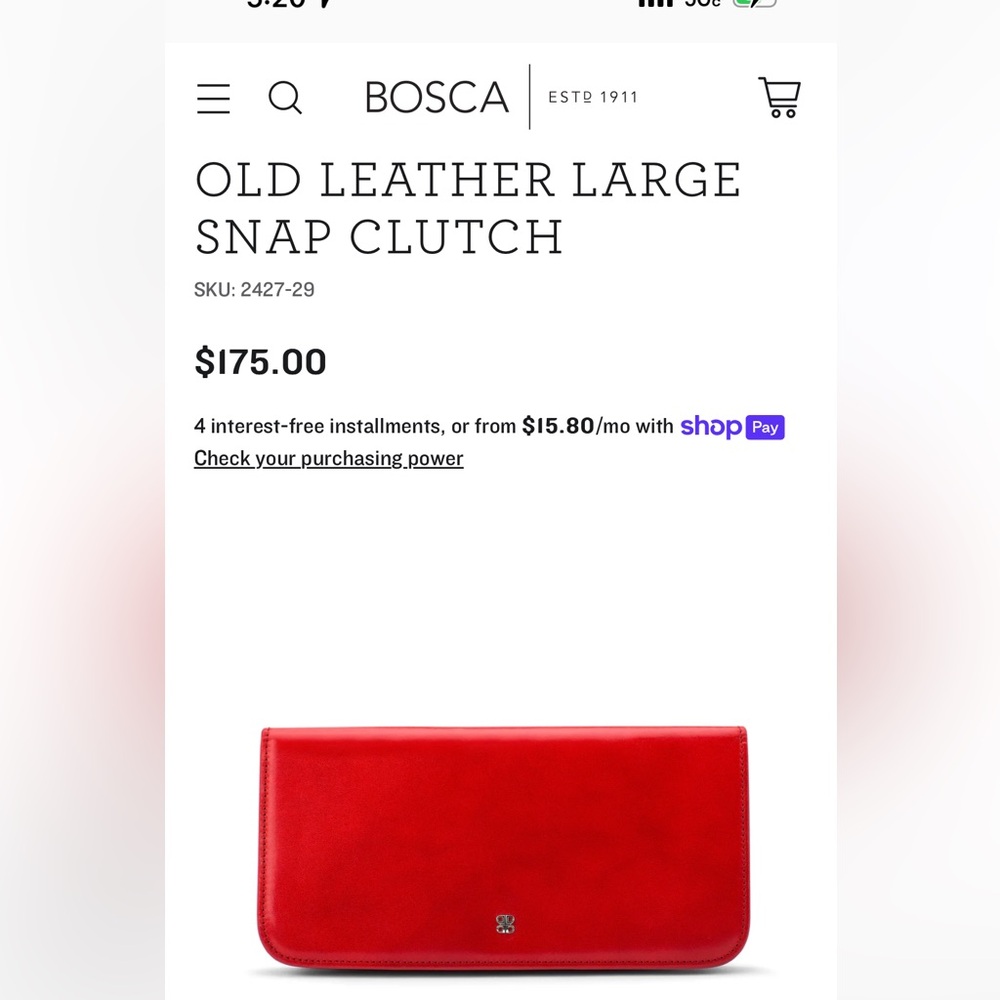 Bosca Italian leather snap wallet clutch sleek and beautiful - Picture 9 of 11